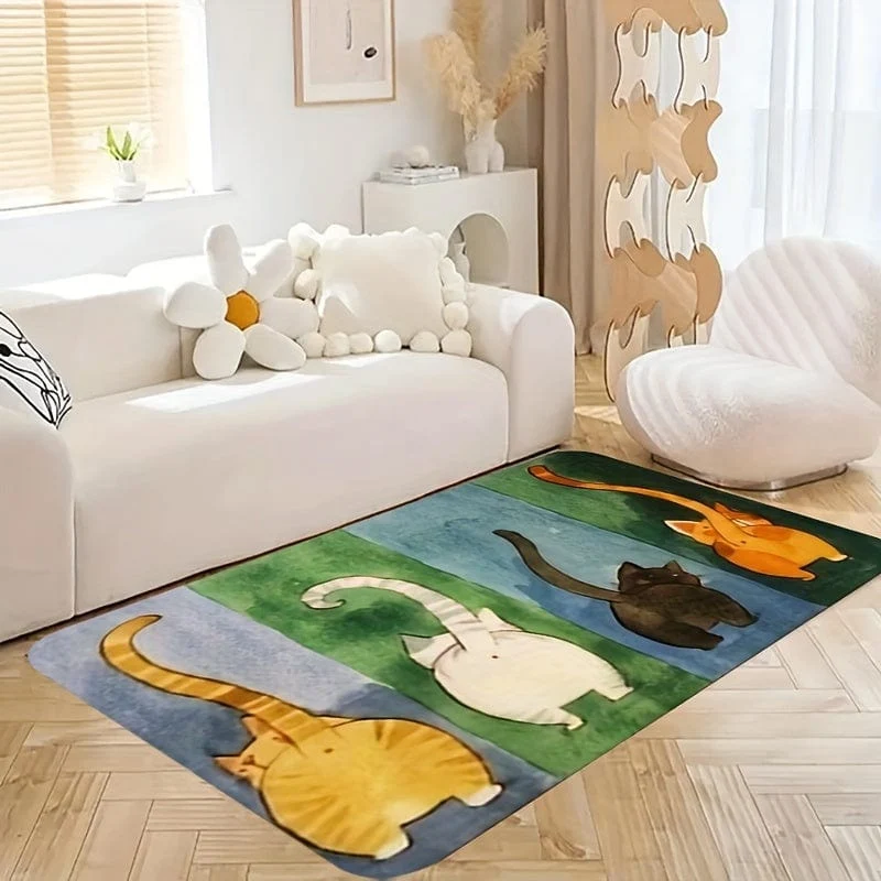 1 Stück, verdickte süße Katzen-Fußmatte in den Wohnzimmerteppich, Schlafzimmermatte, Türmatte, Badezimmer, rutschfeste Fußmatte, Bodenmatte, 0.39 Zoll/1 cm Dicke