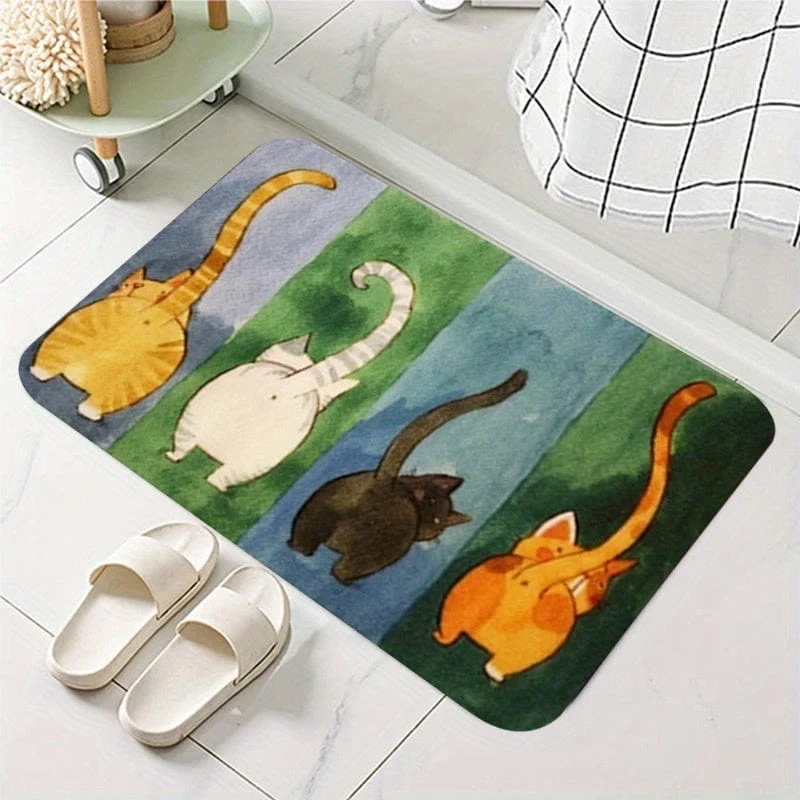 1 Stück, verdickte süße Katzen-Fußmatte in den Wohnzimmerteppich, Schlafzimmermatte, Türmatte, Badezimmer, rutschfeste Fußmatte, Bodenmatte, 0.39 Zoll/1 cm Dicke