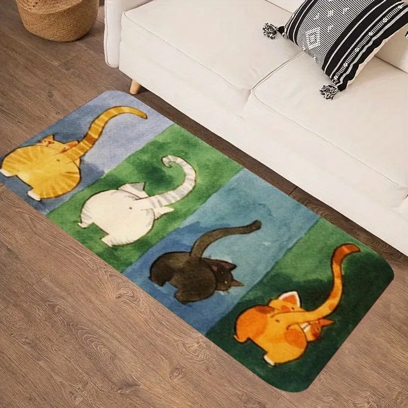 1 Stück, verdickte süße Katzen-Fußmatte in den Wohnzimmerteppich, Schlafzimmermatte, Türmatte, Badezimmer, rutschfeste Fußmatte, Bodenmatte, 0.39 Zoll/1 cm Dicke