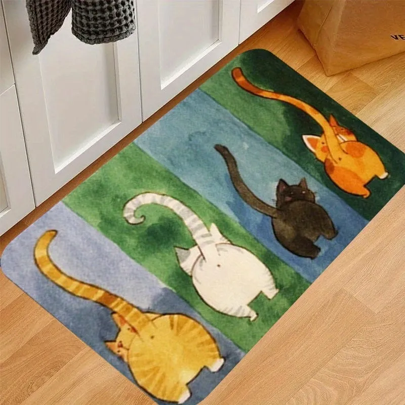 1 Stück, verdickte süße Katzen-Fußmatte in den Wohnzimmerteppich, Schlafzimmermatte, Türmatte, Badezimmer, rutschfeste Fußmatte, Bodenmatte, 0.39 Zoll/1 cm Dicke