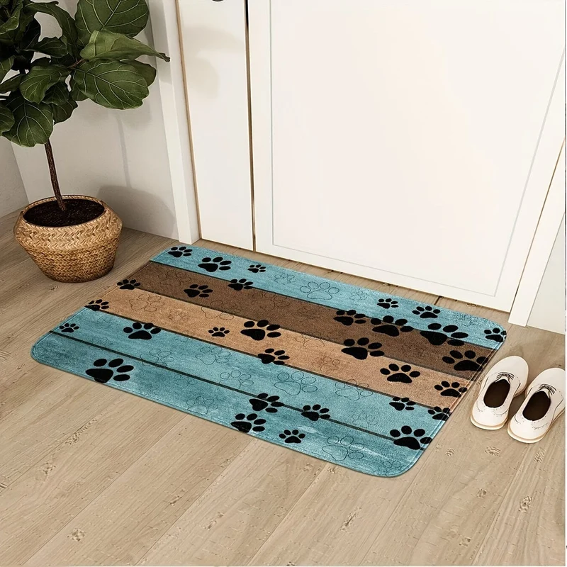 1 Stück Fußabdruck-Muster Eingangstürmatte, saugfähige, schnell trocknende Badezimmerunterlage, waschbarer Überwurfteppich, Teppich für den Eingangsbereich, Badezimmer, Esszimmer, Wohnzimmer, Büro, Zuhause, Frühlingsdekoration