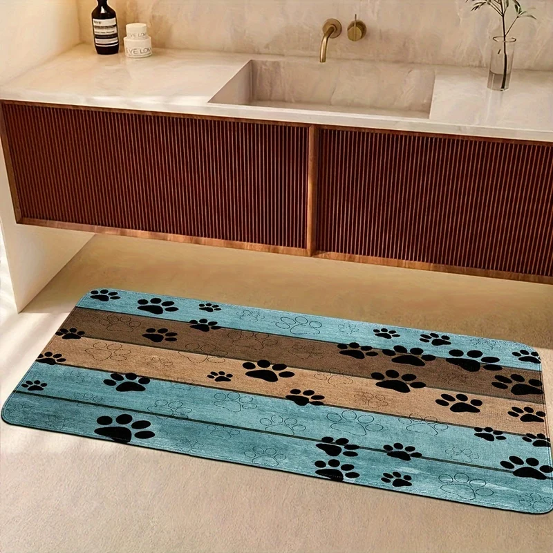 1 Stück Fußabdruck-Muster Eingangstürmatte, saugfähige, schnell trocknende Badezimmerunterlage, waschbarer Überwurfteppich, Teppich für den Eingangsbereich, Badezimmer, Esszimmer, Wohnzimmer, Büro, Zuhause, Frühlingsdekoration