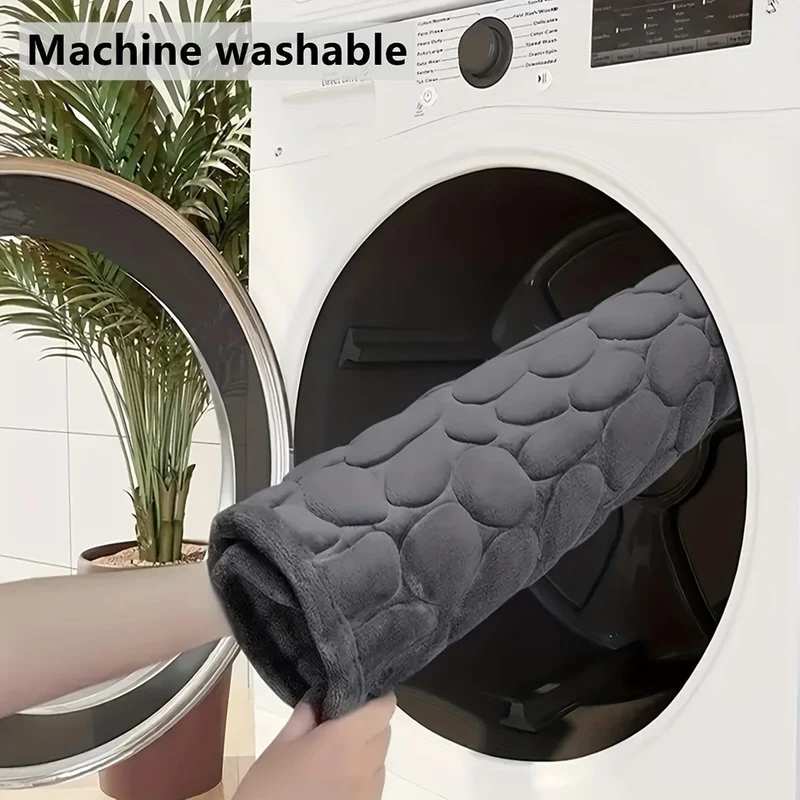 1 Stück Badezimmer-Badematte mit Kopfsteinpflaster-Prägung, maschinenwaschbarer Badteppich, schnell wasserabsorbierend, rutschfest, waschbar, dicker, weicher und bequemer Teppich für Duschraum, Badezimmerzubehör