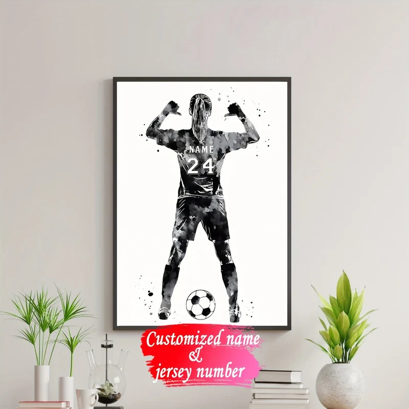 1 individuelles ungerahmtes Poster, personalisierter Druck mit Namen und Trikotnummer, personalisiertes Aquarellgemälde, ideales Geschenk für Schlafzimmer, Wohnzimmer, Flur, Wandkunst, Wanddekoration, Winterdekoration, Wanddekoration, Raumdekoration