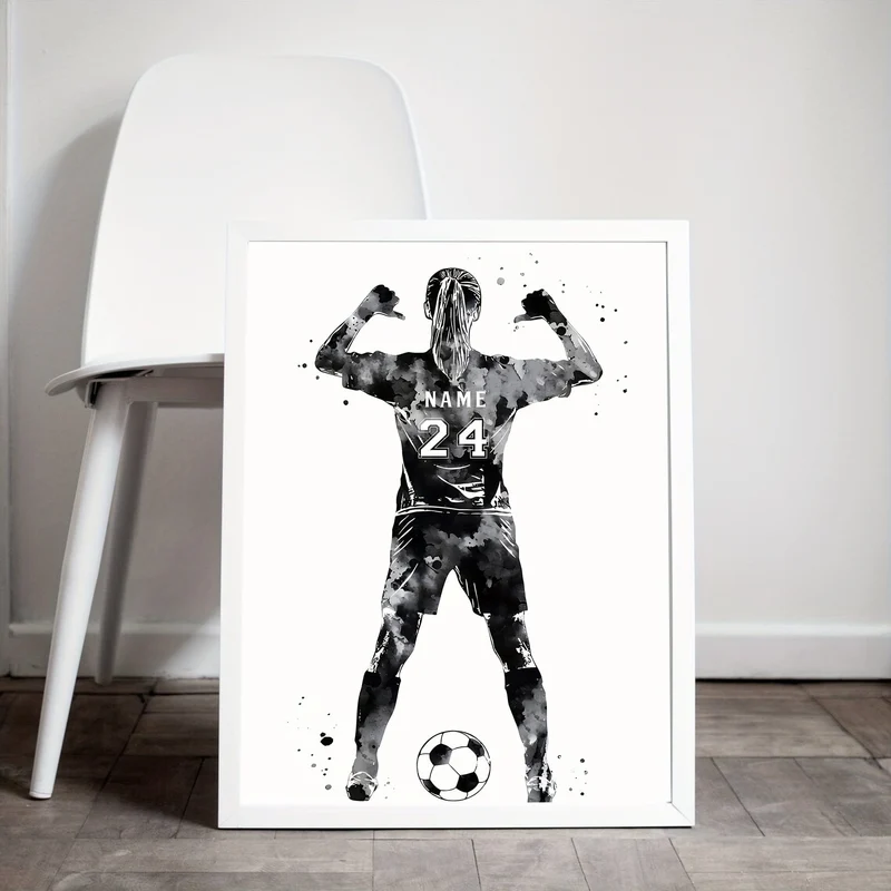 1 individuelles ungerahmtes Poster, personalisierter Druck mit Namen und Trikotnummer, personalisiertes Aquarellgemälde, ideales Geschenk für Schlafzimmer, Wohnzimmer, Flur, Wandkunst, Wanddekoration, Winterdekoration, Wanddekoration, Raumdekoration