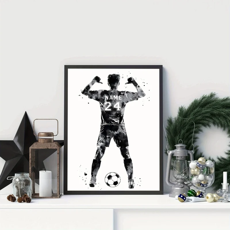 1 individuelles ungerahmtes Poster, personalisierter Druck mit Namen und Trikotnummer, personalisiertes Aquarellgemälde, ideales Geschenk für Schlafzimmer, Wohnzimmer, Flur, Wandkunst, Wanddekoration, Winterdekoration, Wanddekoration, Raumdekoration