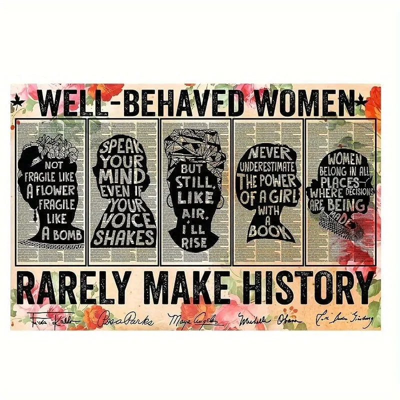 1 Stück ungerahmt, Leinwandposter, Vintage-Kunst, feministische Wandkunst-Dekoration, „Gut erzogene Frauen schreiben selten Geschichte“-Poster, ideales Geschenk für Schlafzimmer, Wohnzimmer, Flur, Wandkunst, Wanddekoration, Winterdekor, Raumdekoration