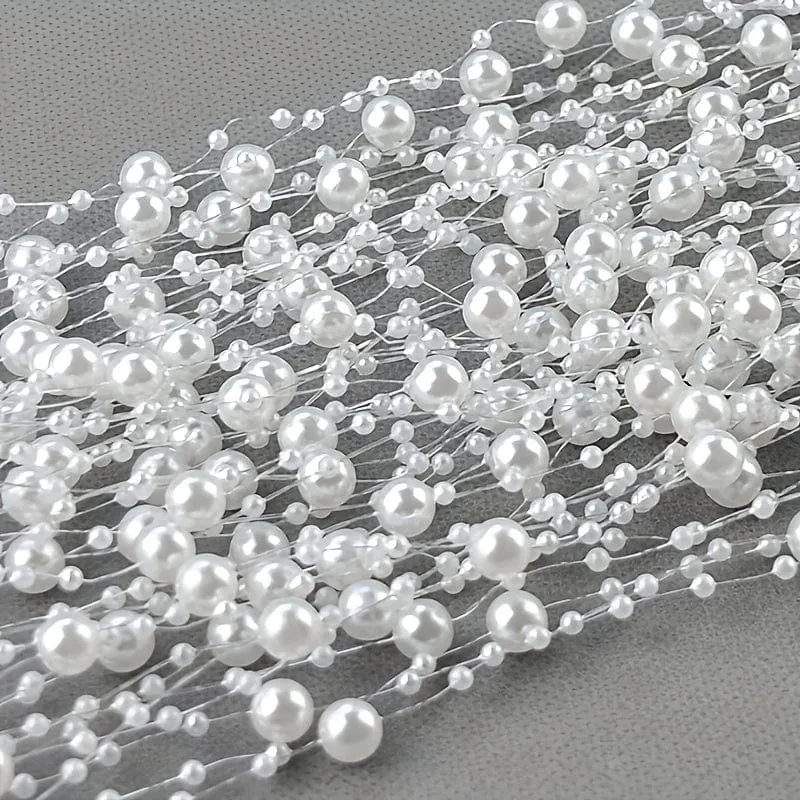 1 Rolle, 10 Meter Kunstperlen-Verbindungslinie, Perlen voller Sterne, dekorative Blumenornamente, DIY handgefertigte Haar-Accessoires, Accessoires, farbige Perlenkette, Basteln