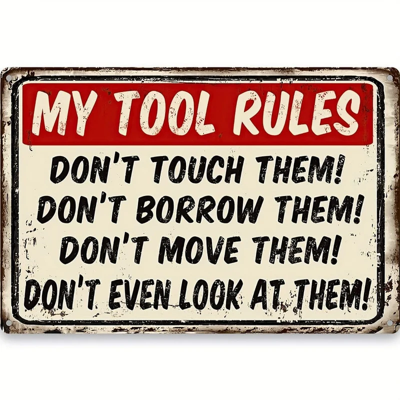 1 Stück Metallschilder „My Tool Rules“, lustiger Garten, Vintage, Retro, Garage, Schuppen, Metallblechschild, 8 x 12 cm x 30 x 20 cm