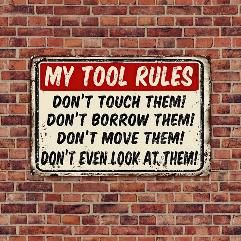 1 Stück Metallschilder „My Tool Rules“, lustiger Garten, Vintage, Retro, Garage, Schuppen, Metallblechschild, 8 x 12 cm x 30 x 20 cm