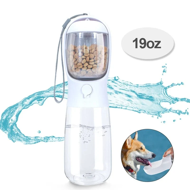 Lebensmittelechtes Material, 2-in-1 tragbare Wasser- und Futterflasche für Hunde zum Spazierengehen, Futterspender für Hunde, Trinkflasche