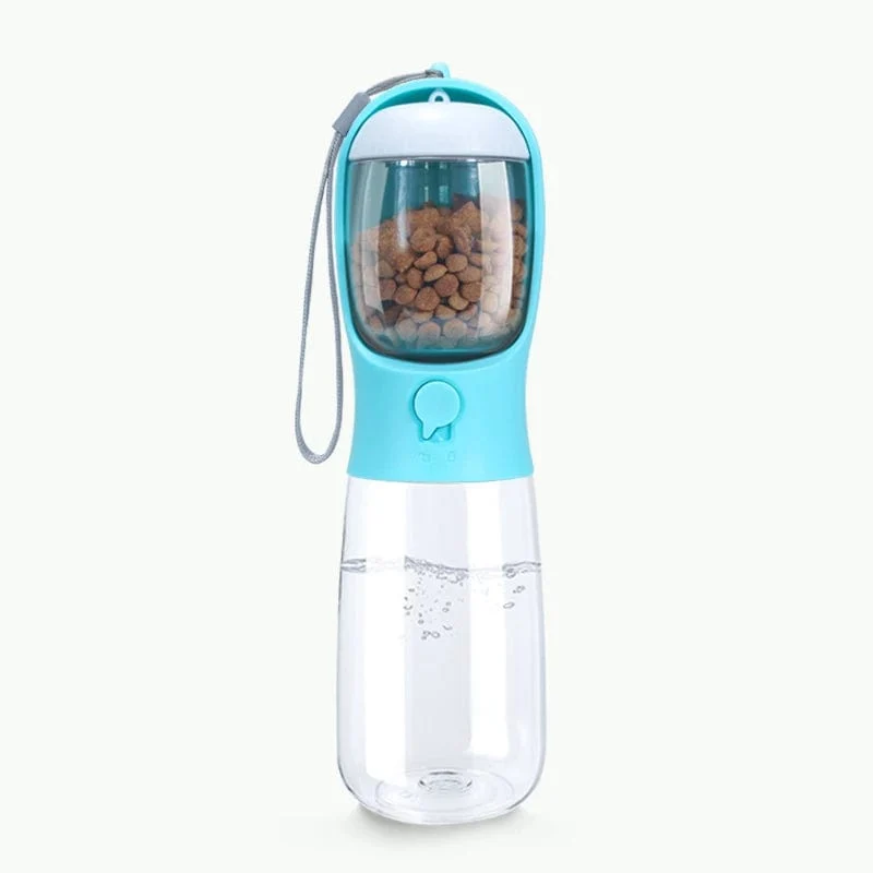 Lebensmittelechtes Material, 2-in-1 tragbare Wasser- und Futterflasche für Hunde zum Spazierengehen, Futterspender für Hunde, Trinkflasche
