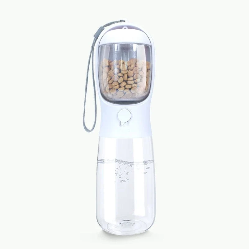 Lebensmittelechtes Material, 2-in-1 tragbare Wasser- und Futterflasche für Hunde zum Spazierengehen, Futterspender für Hunde, Trinkflasche