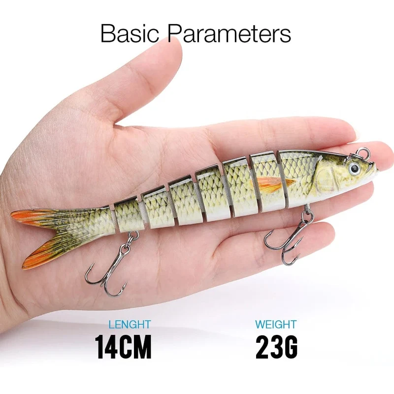 VTAVTA 10/14cm sinkende Wobbler Angelköder Jointed Crankbait Swimbait 8 Segment Harter Kunstköder für Angelköder