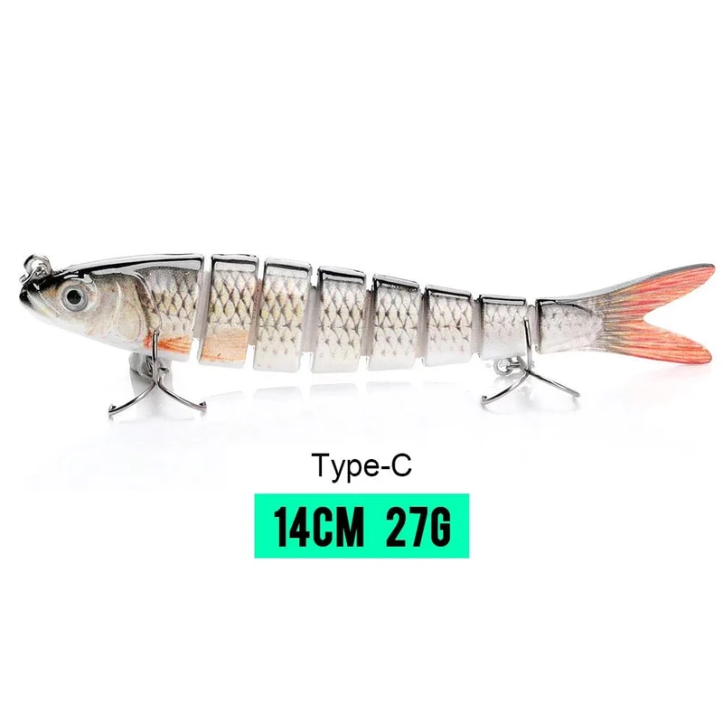 VTAVTA 10/14cm sinkende Wobbler Angelköder Jointed Crankbait Swimbait 8 Segment Harter Kunstköder für Angelköder