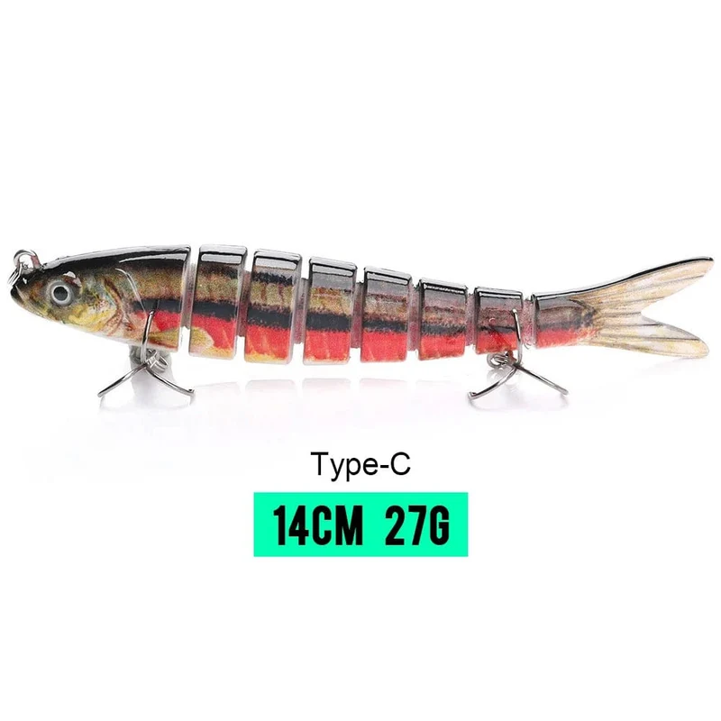 VTAVTA 10/14cm sinkende Wobbler Angelköder Jointed Crankbait Swimbait 8 Segment Harter Kunstköder für Angelköder