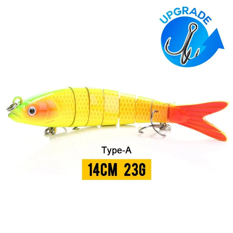 VTAVTA 10/14cm sinkende Wobbler Angelköder Jointed Crankbait Swimbait 8 Segment Harter Kunstköder für Angelköder