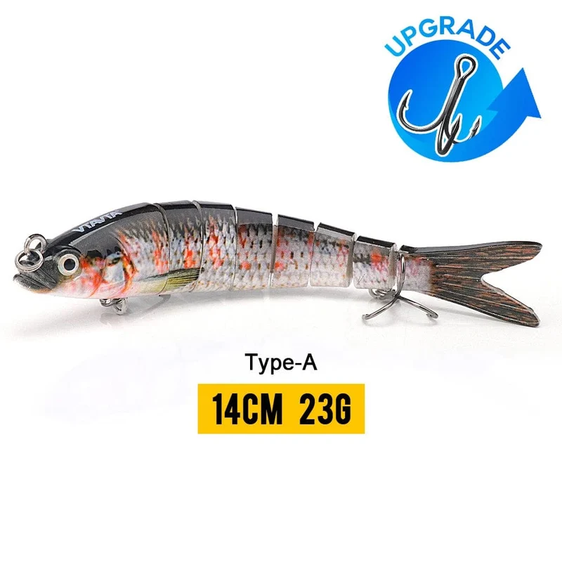 VTAVTA 10/14cm sinkende Wobbler Angelköder Jointed Crankbait Swimbait 8 Segment Harter Kunstköder für Angelköder