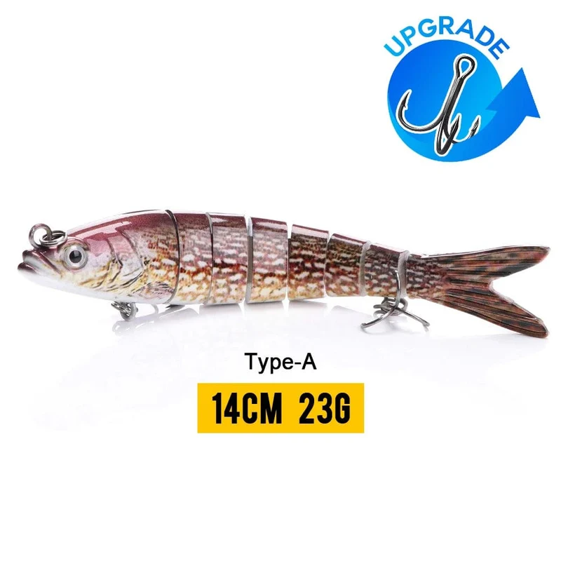 VTAVTA 10/14cm sinkende Wobbler Angelköder Jointed Crankbait Swimbait 8 Segment Harter Kunstköder für Angelköder