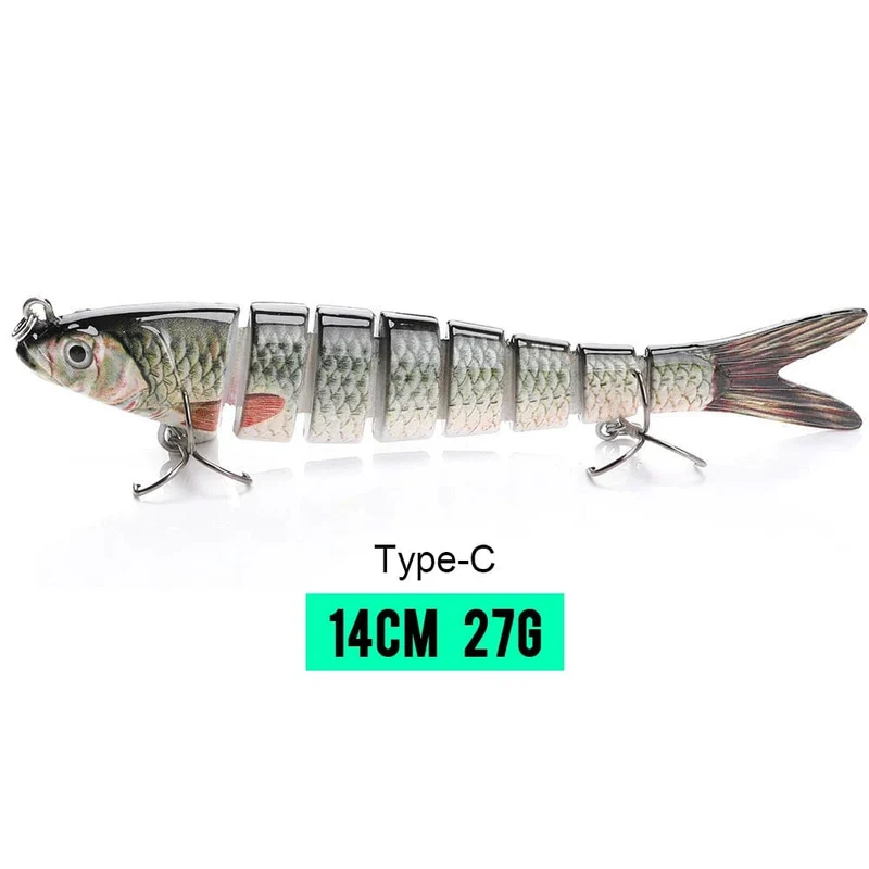 VTAVTA 10/14cm sinkende Wobbler Angelköder Jointed Crankbait Swimbait 8 Segment Harter Kunstköder für Angelköder