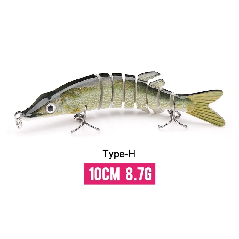 VTAVTA 10/14cm sinkende Wobbler Angelköder Jointed Crankbait Swimbait 8 Segment Harter Kunstköder für Angelköder