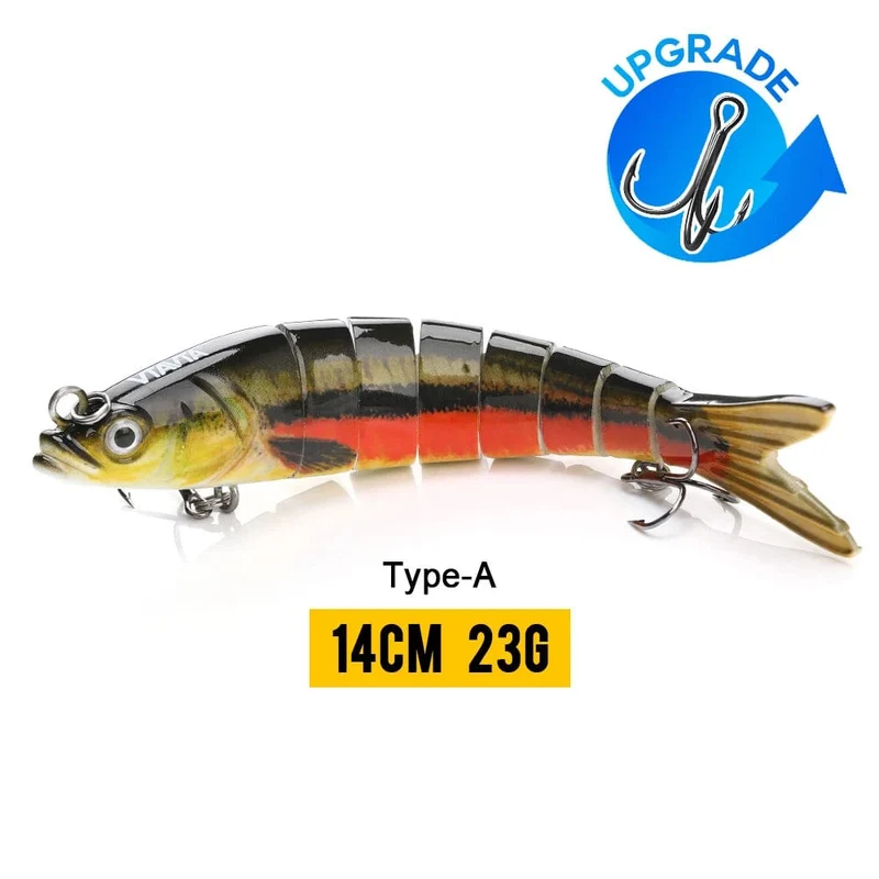 VTAVTA 10/14cm sinkende Wobbler Angelköder Jointed Crankbait Swimbait 8 Segment Harter Kunstköder für Angelköder