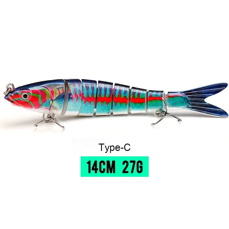 VTAVTA 10/14cm sinkende Wobbler Angelköder Jointed Crankbait Swimbait 8 Segment Harter Kunstköder für Angelköder