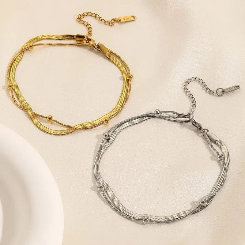 316L Edelstahl Gold Farbe Doppel-Schicht Fußkettchen Für Frauen Mädchen Neue Trend Bein Kette Wasserdicht Schmuck Geschenk Party