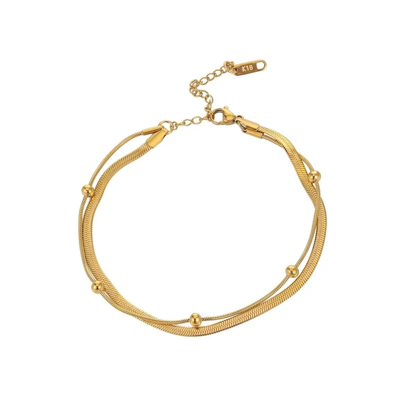 316L Edelstahl Gold Farbe Doppel-Schicht Fußkettchen Für Frauen Mädchen Neue Trend Bein Kette Wasserdicht Schmuck Geschenk Party