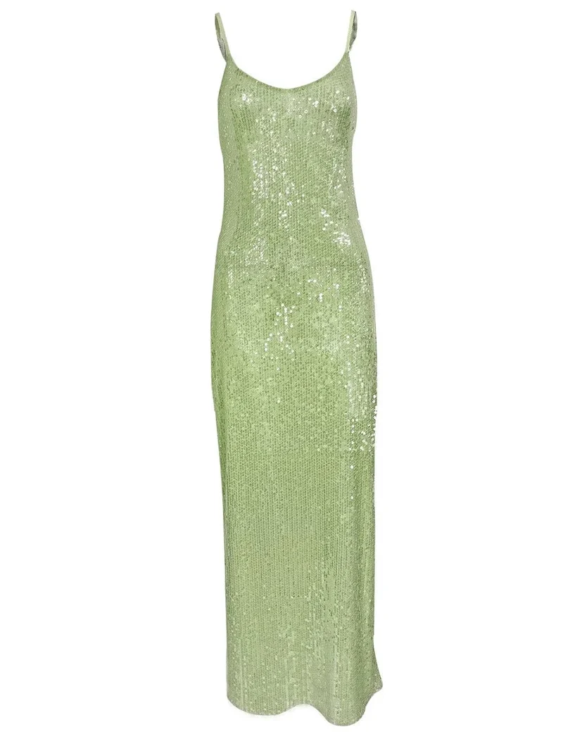 Luxuriöses, rückenfreies, hochgeschlitztes Abend-langes Kleid mit Pailletten, 2024, elegante Damen, ärmellose Tunika mit hoher Taille, figurbetont, Urlaubsparty-Kleider