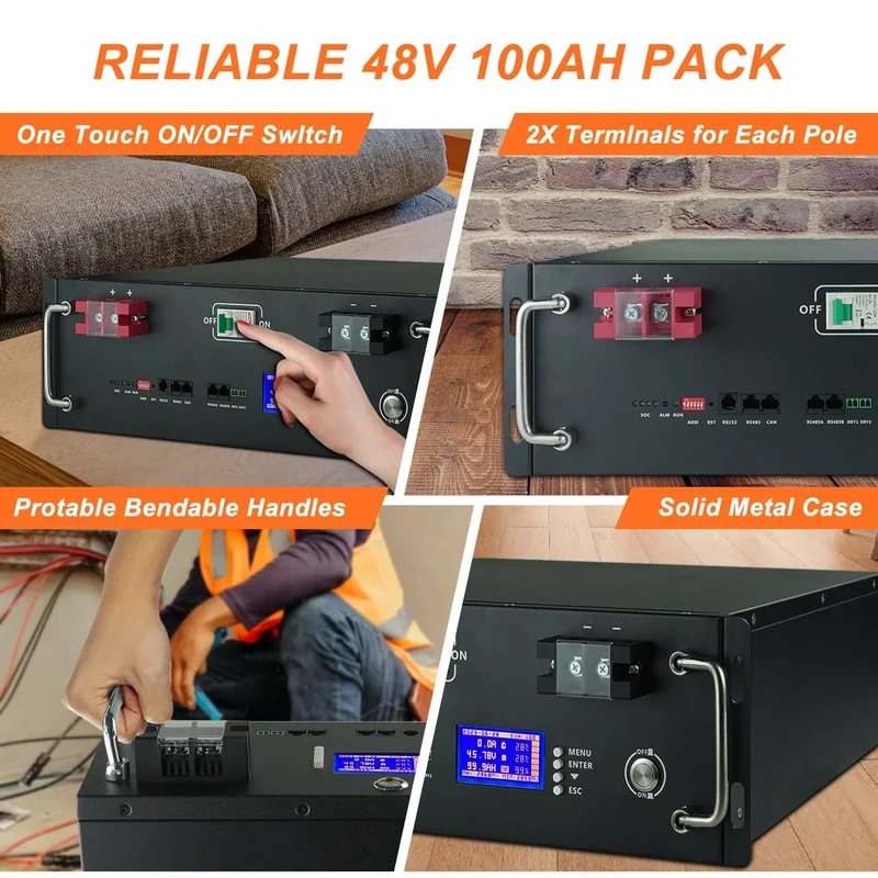 Neue 48V 100Ah LiFePo4 Batterie Pack 51.2V 5kw Lithium Eisen Phosphat Batterien 16S 100A Integrierte BMS 48V 50AH 200AH Pack Keine Steuer