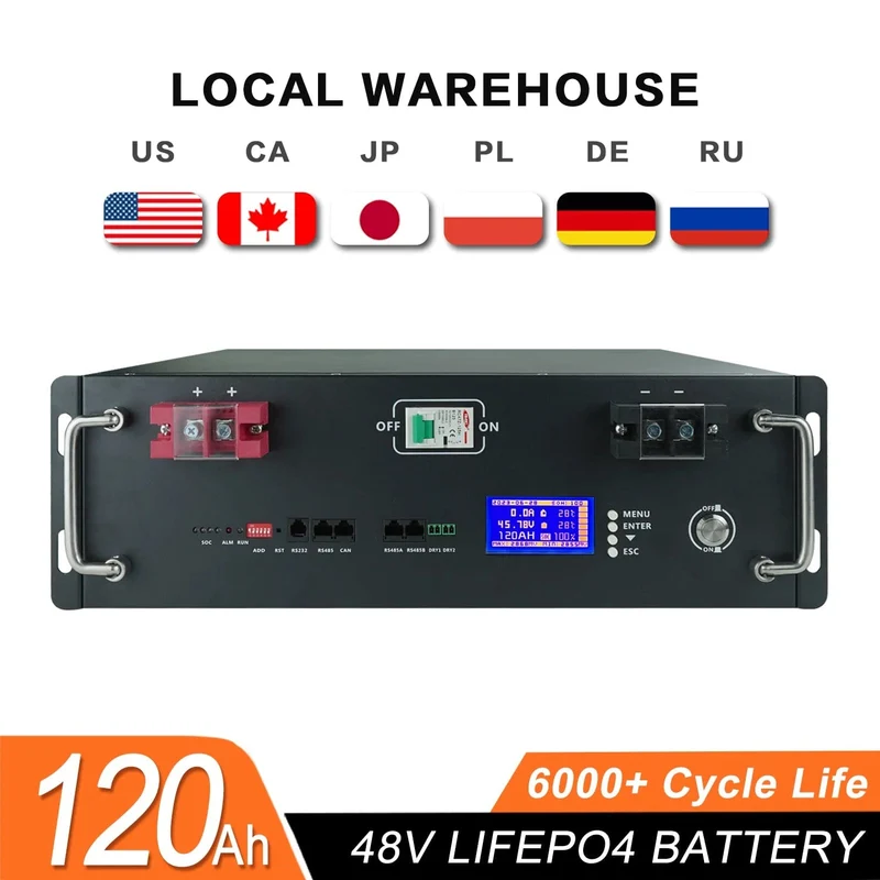Neue 48V 100Ah LiFePo4 Batterie Pack 51.2V 5kw Lithium Eisen Phosphat Batterien 16S 100A Integrierte BMS 48V 50AH 200AH Pack Keine Steuer