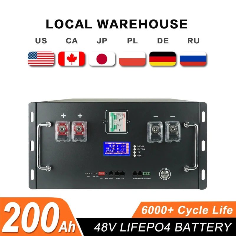Neue 48V 100Ah LiFePo4 Batterie Pack 51.2V 5kw Lithium Eisen Phosphat Batterien 16S 100A Integrierte BMS 48V 50AH 200AH Pack Keine Steuer