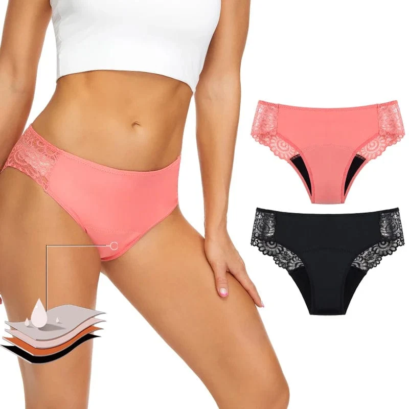 Teenager-Menstruationshöschen, 4-lagig, auslaufsicher, hohl, sexy Spitze, schnelle Absorption, Damen-Unterwäsche, starker Fluss, Mädchen-Perioden-Slip