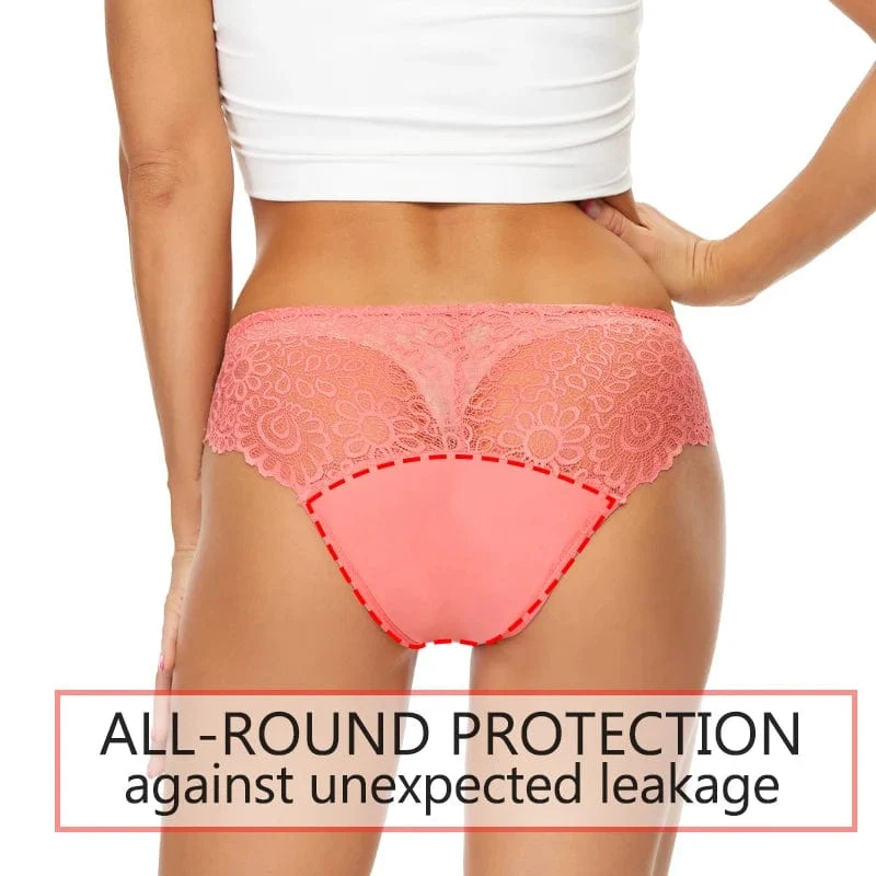 Teenager-Menstruationshöschen, 4-lagig, auslaufsicher, hohl, sexy Spitze, schnelle Absorption, Damen-Unterwäsche, starker Fluss, Mädchen-Perioden-Slip