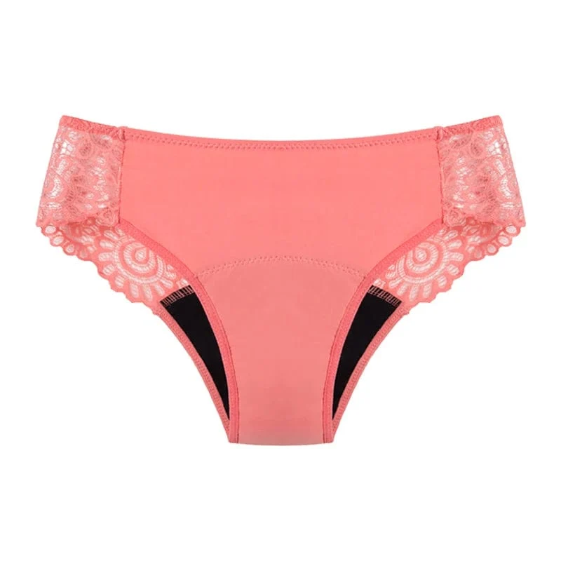 Teenager-Menstruationshöschen, 4-lagig, auslaufsicher, hohl, sexy Spitze, schnelle Absorption, Damen-Unterwäsche, starker Fluss, Mädchen-Perioden-Slip