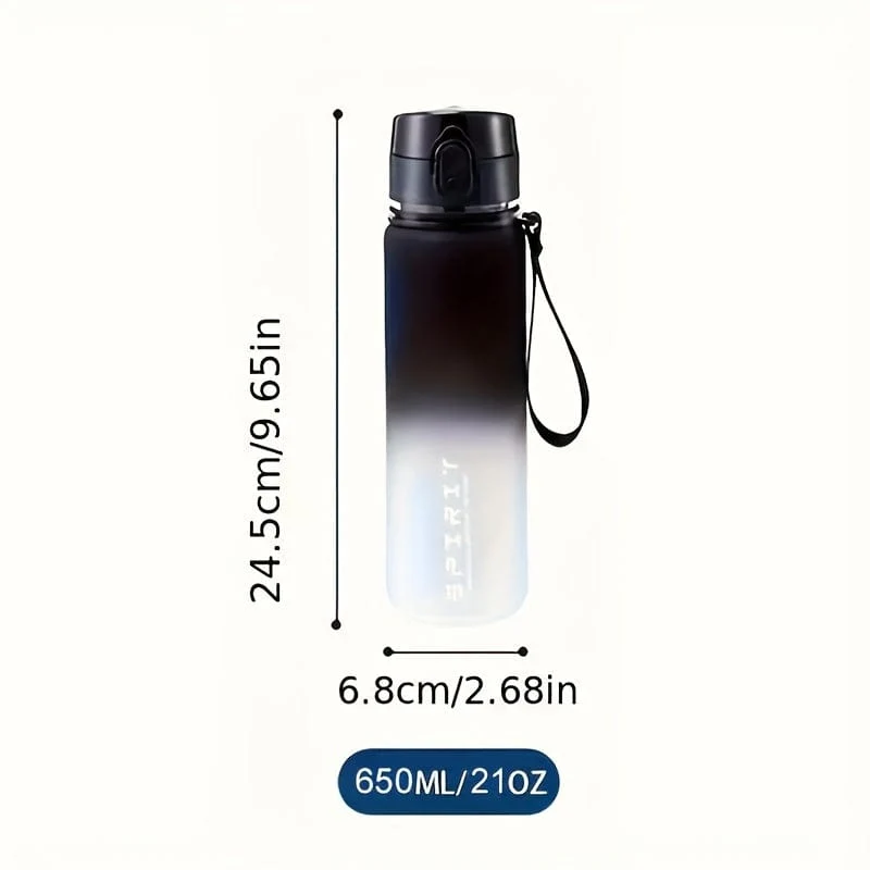 1 Stück 650 ml/1000 ml große tragbare Kunststoff-Wasserflasche, auslaufsicherer Farbverlaufs-Wasserbecher für Outdoor-Fitness-Sport-Camping-Reisen