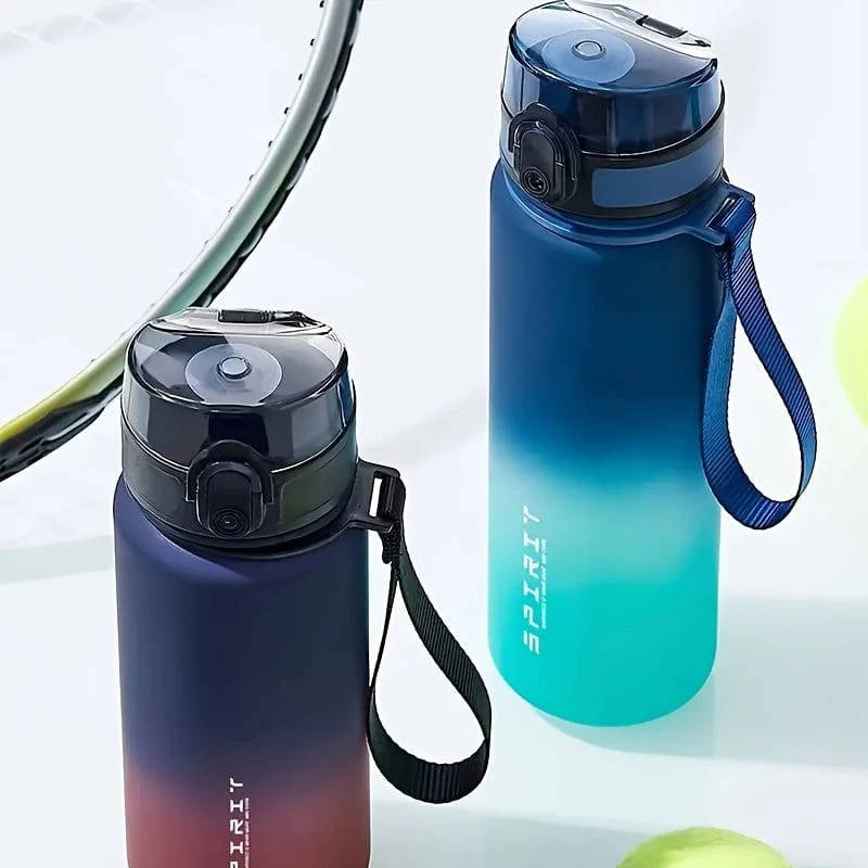 1 Stück 650 ml/1000 ml große tragbare Kunststoff-Wasserflasche, auslaufsicherer Farbverlaufs-Wasserbecher für Outdoor-Fitness-Sport-Camping-Reisen