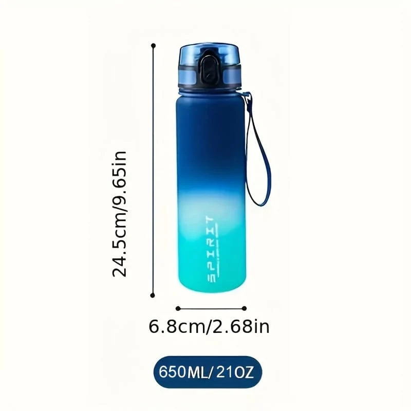 1 Stück 650 ml/1000 ml große tragbare Kunststoff-Wasserflasche, auslaufsicherer Farbverlaufs-Wasserbecher für Outdoor-Fitness-Sport-Camping-Reisen