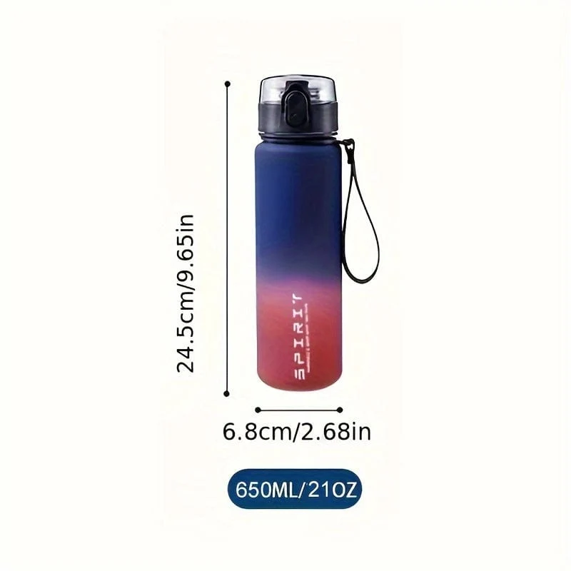 1 Stück 650 ml/1000 ml große tragbare Kunststoff-Wasserflasche, auslaufsicherer Farbverlaufs-Wasserbecher für Outdoor-Fitness-Sport-Camping-Reisen