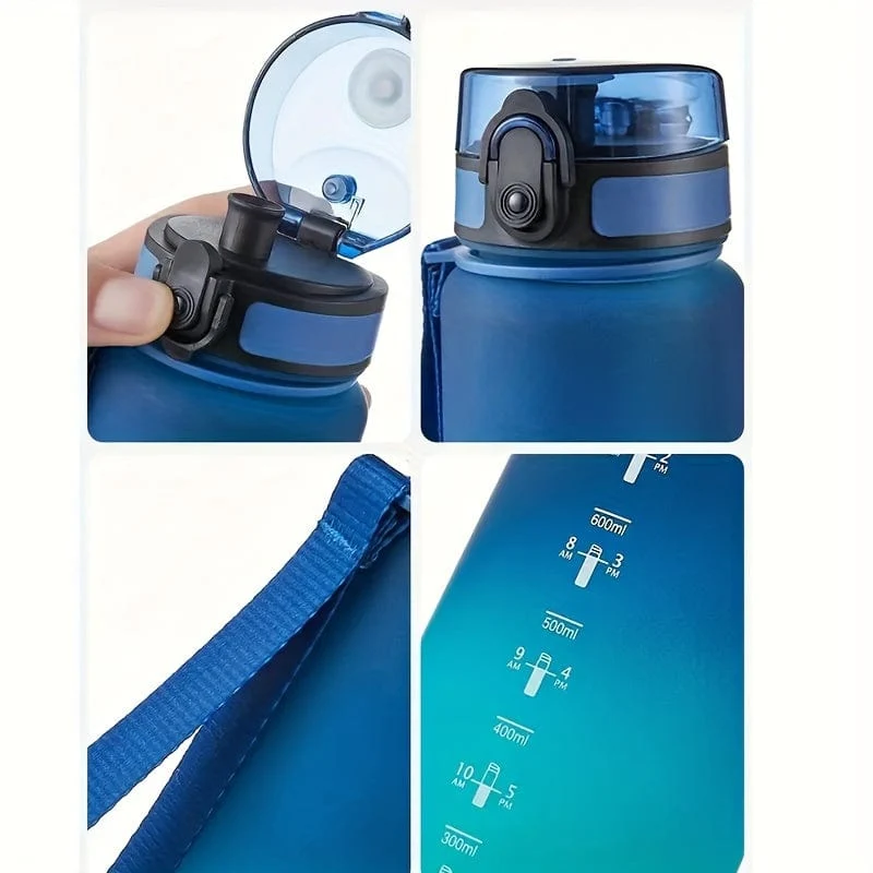 1 Stück 650 ml/1000 ml große tragbare Kunststoff-Wasserflasche, auslaufsicherer Farbverlaufs-Wasserbecher für Outdoor-Fitness-Sport-Camping-Reisen