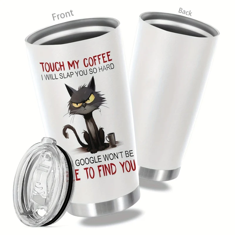 1 Stück, 20 Unzen TOUCH MY COFFEE I WILL SLAP YOU SO HARD Tasse Edelstahlbecher, doppelwandiger, vakuumisolierter Reisebecher mit lustigem Aufdruck, Geschenke für Eltern, Verwandte und Freunde