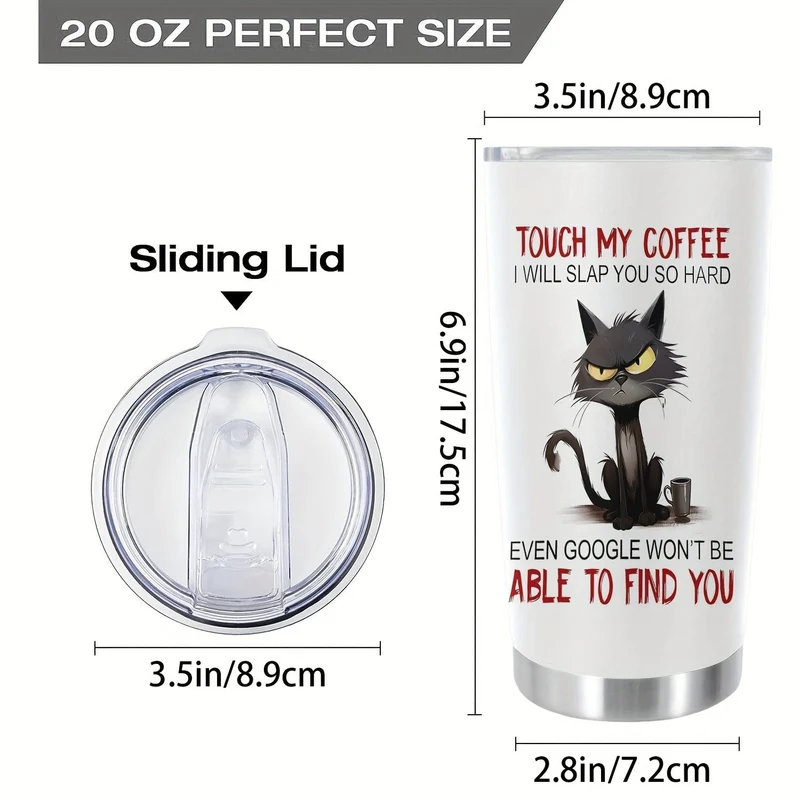 1 Stück, 20 Unzen TOUCH MY COFFEE I WILL SLAP YOU SO HARD Tasse Edelstahlbecher, doppelwandiger, vakuumisolierter Reisebecher mit lustigem Aufdruck, Geschenke für Eltern, Verwandte und Freunde