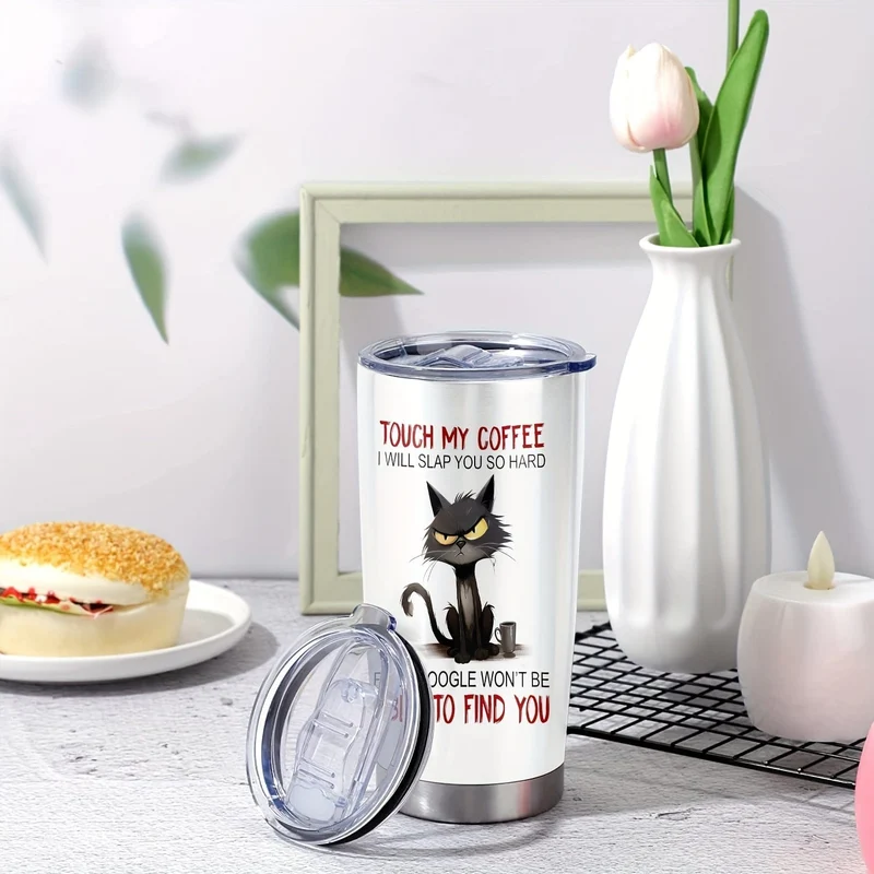 1 Stück, 20 Unzen TOUCH MY COFFEE I WILL SLAP YOU SO HARD Tasse Edelstahlbecher, doppelwandiger, vakuumisolierter Reisebecher mit lustigem Aufdruck, Geschenke für Eltern, Verwandte und Freunde