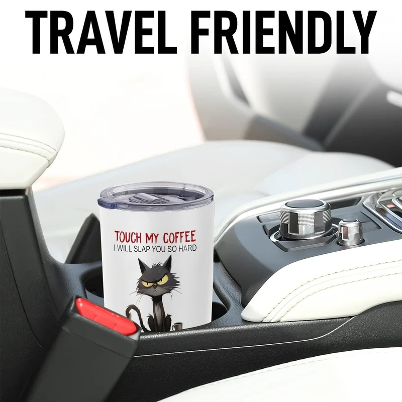 1 Stück, 20 Unzen TOUCH MY COFFEE I WILL SLAP YOU SO HARD Tasse Edelstahlbecher, doppelwandiger, vakuumisolierter Reisebecher mit lustigem Aufdruck, Geschenke für Eltern, Verwandte und Freunde