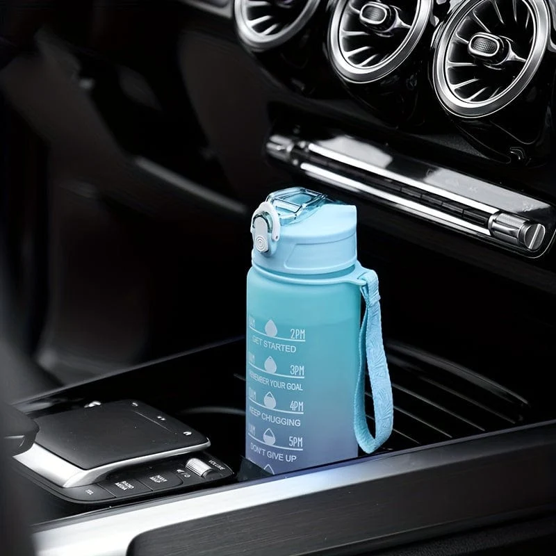 1 Stück, 750 ml motivierende Wasserflasche mit Strohhalm und Zeitmarkierung, tägliche Wasseraufnahmeflasche mit Tragegurt für Fitness, Fitnessstudio, Schule, Yoga, Wandern und auch zum Trinken von Wasser zu normalen Zeiten geeignet