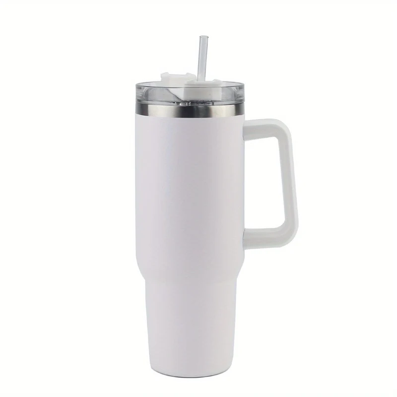 1 Stück 40-Unzen-Becher mit Deckel und Strohhalm, vakuumisolierter Reisebecher aus 18/8-Edelstahl, Thermo- und LCD-Kaffeetasse, doppelwandige, auslaufsichere Sportwasserflasche für heiße und kalte Getränke