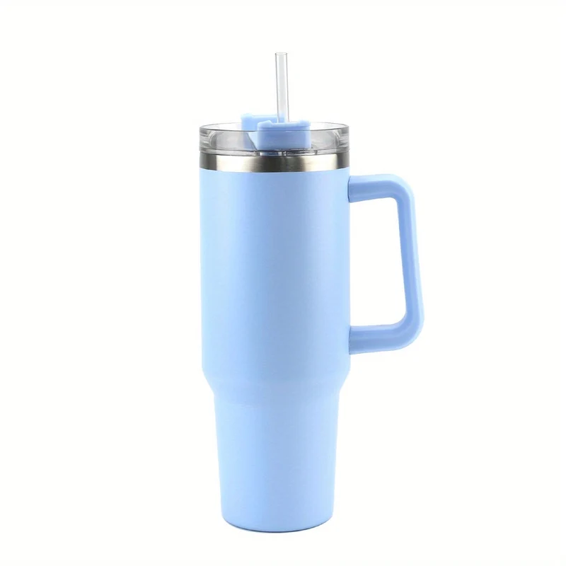 1 Stück 40-Unzen-Becher mit Deckel und Strohhalm, vakuumisolierter Reisebecher aus 18/8-Edelstahl, Thermo- und LCD-Kaffeetasse, doppelwandige, auslaufsichere Sportwasserflasche für heiße und kalte Getränke