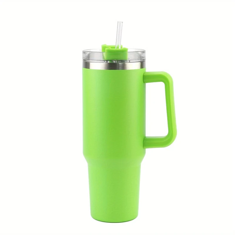 1 Stück 40-Unzen-Becher mit Deckel und Strohhalm, vakuumisolierter Reisebecher aus 18/8-Edelstahl, Thermo- und LCD-Kaffeetasse, doppelwandige, auslaufsichere Sportwasserflasche für heiße und kalte Getränke