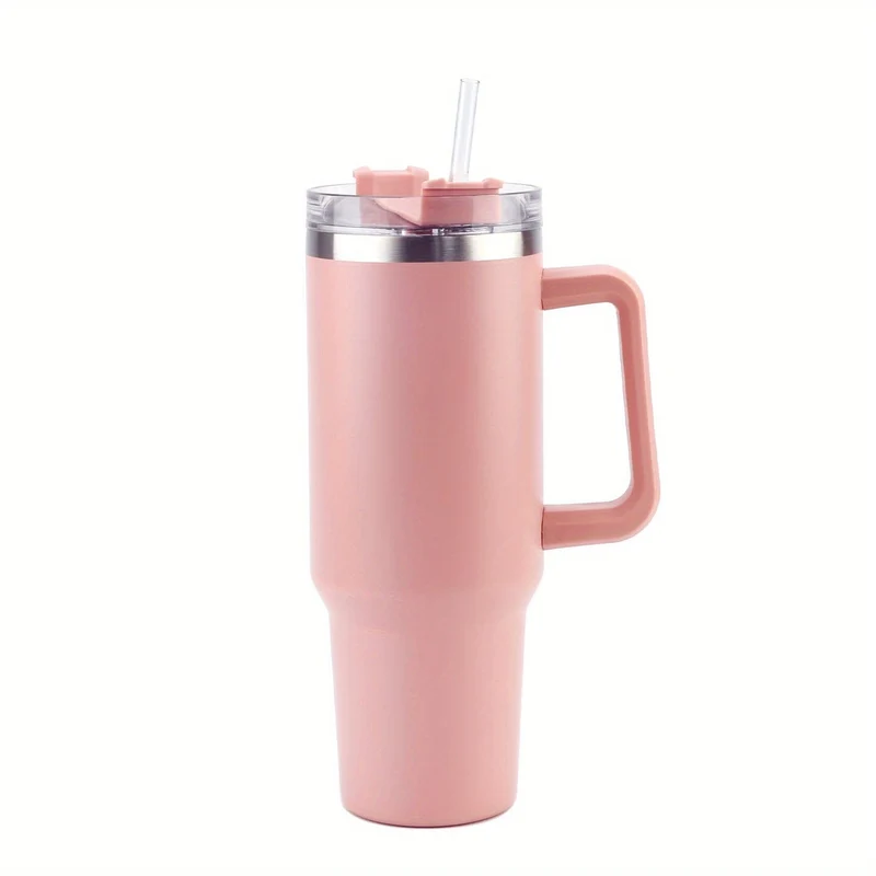 1 Stück 40-Unzen-Becher mit Deckel und Strohhalm, vakuumisolierter Reisebecher aus 18/8-Edelstahl, Thermo- und LCD-Kaffeetasse, doppelwandige, auslaufsichere Sportwasserflasche für heiße und kalte Getränke